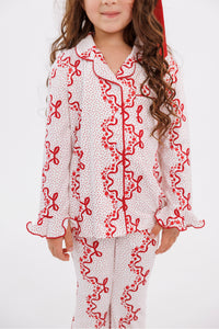 Vintage Bows and Blossoms Girls' Long Sleeve Ruffle Flare Set