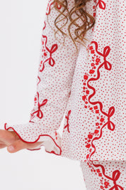 Vintage Bows and Blossoms Girls' Long Sleeve Ruffle Flare Set