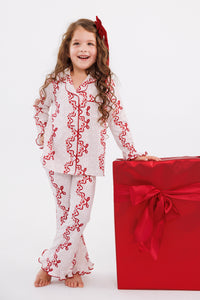 Vintage Bows and Blossoms Girls' Long Sleeve Ruffle Flare Set