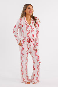 Vintage Bows and Blossoms Women's Long Sleeve Ruffle Set