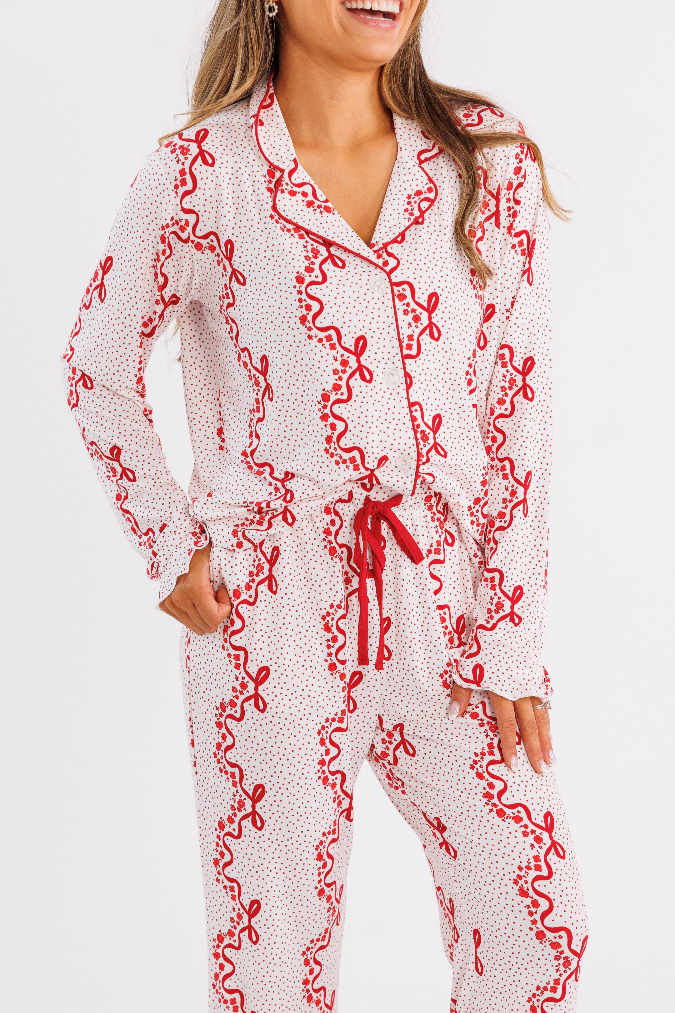 Vintage Bows and Blossoms Women's Long Sleeve Ruffle Set