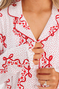 Vintage Bows and Blossoms Women's Long Sleeve Ruffle Set