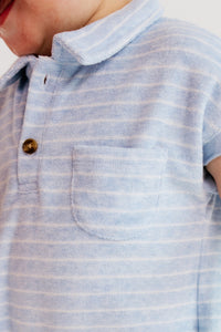 Blue Stripe Terry Polo Romper