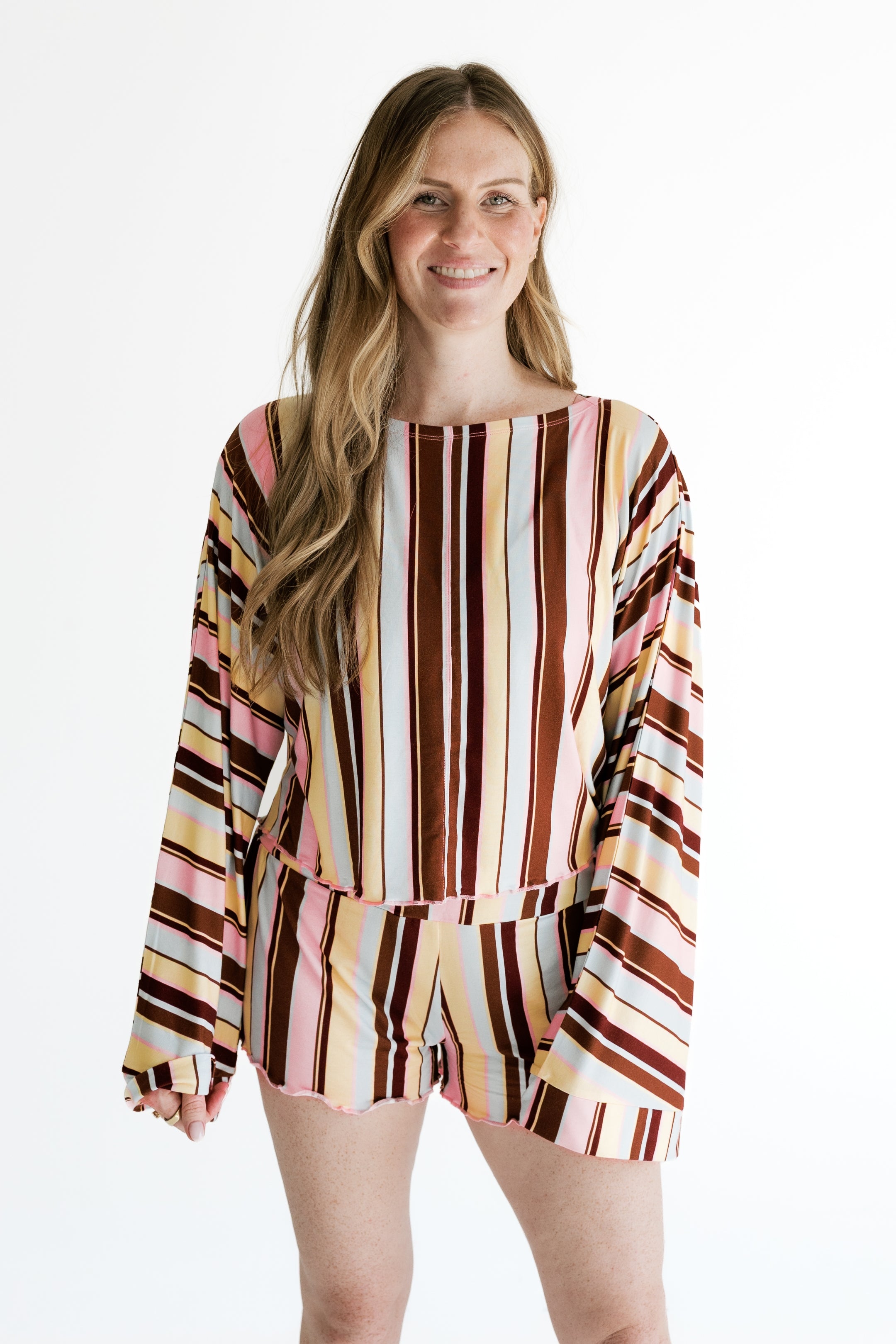 Capri Stripe Women's Relaxed Sleeve Set