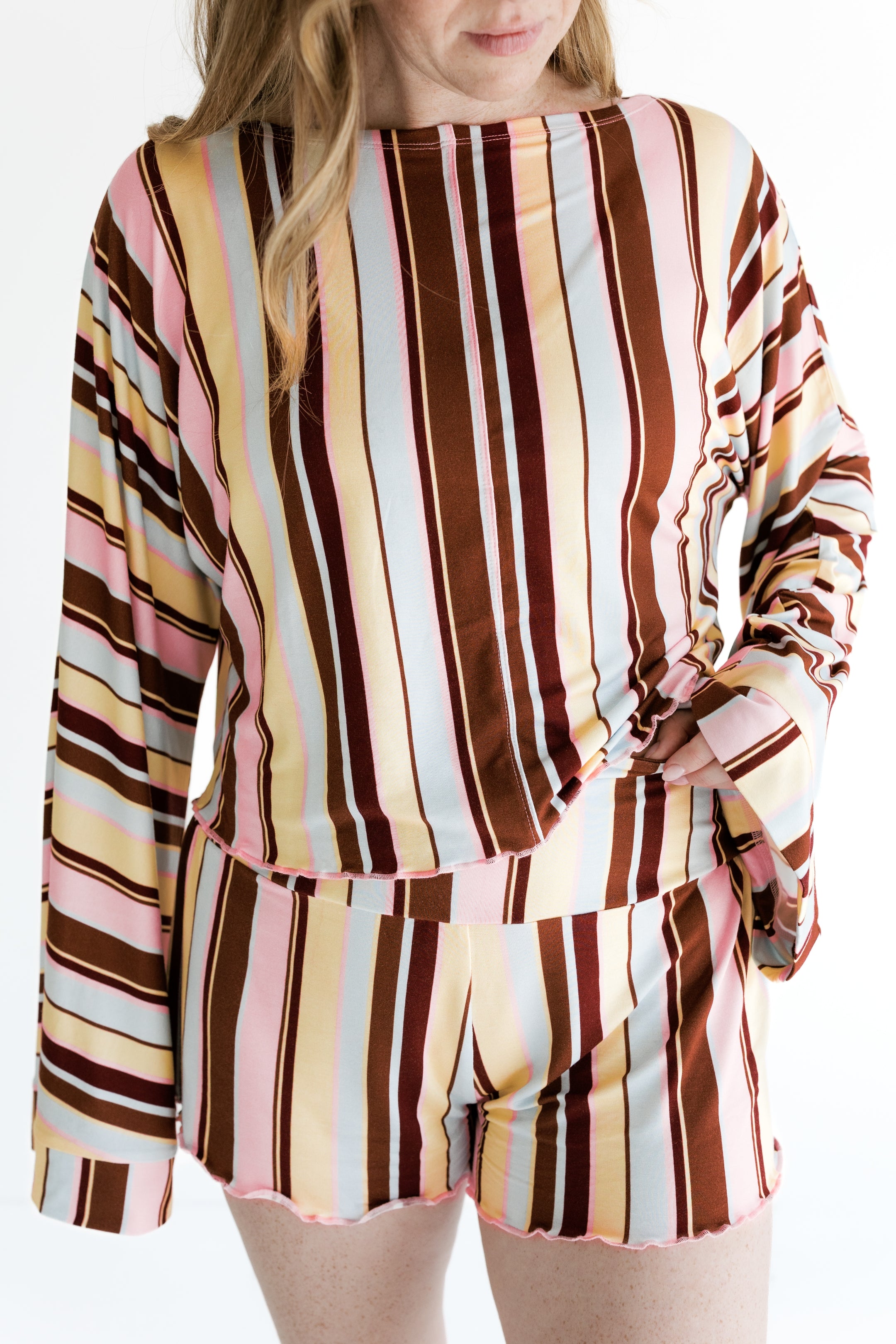 Capri Stripe Women's Relaxed Sleeve Set