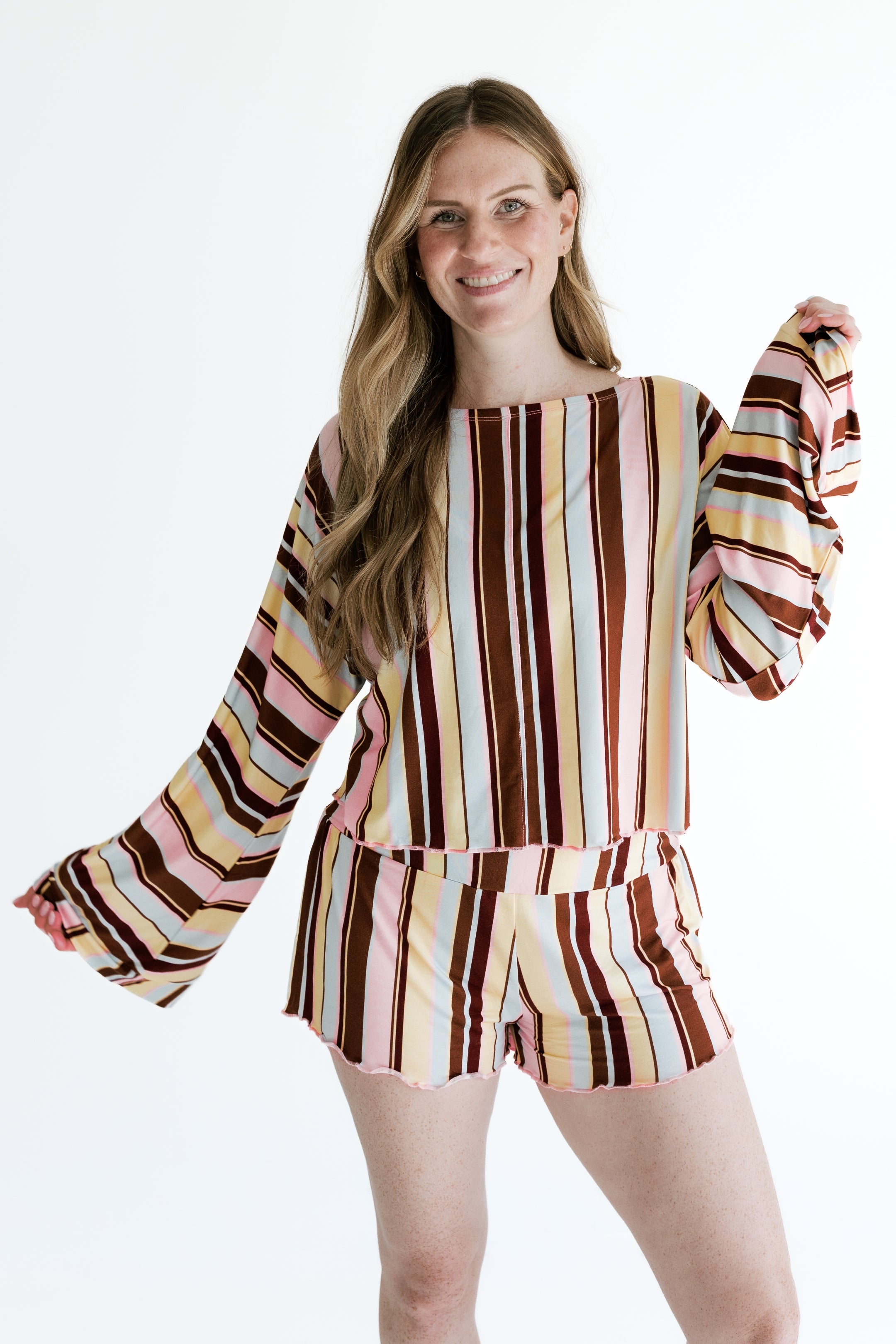 Capri Stripe Women's Relaxed Sleeve Set