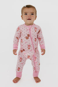 Cozy Coffee Club Zipper Romper
