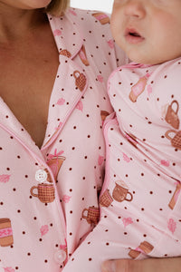 Cozy Coffee Club Zipper Romper