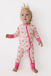 Fall Pie and Bows Zipper Romper