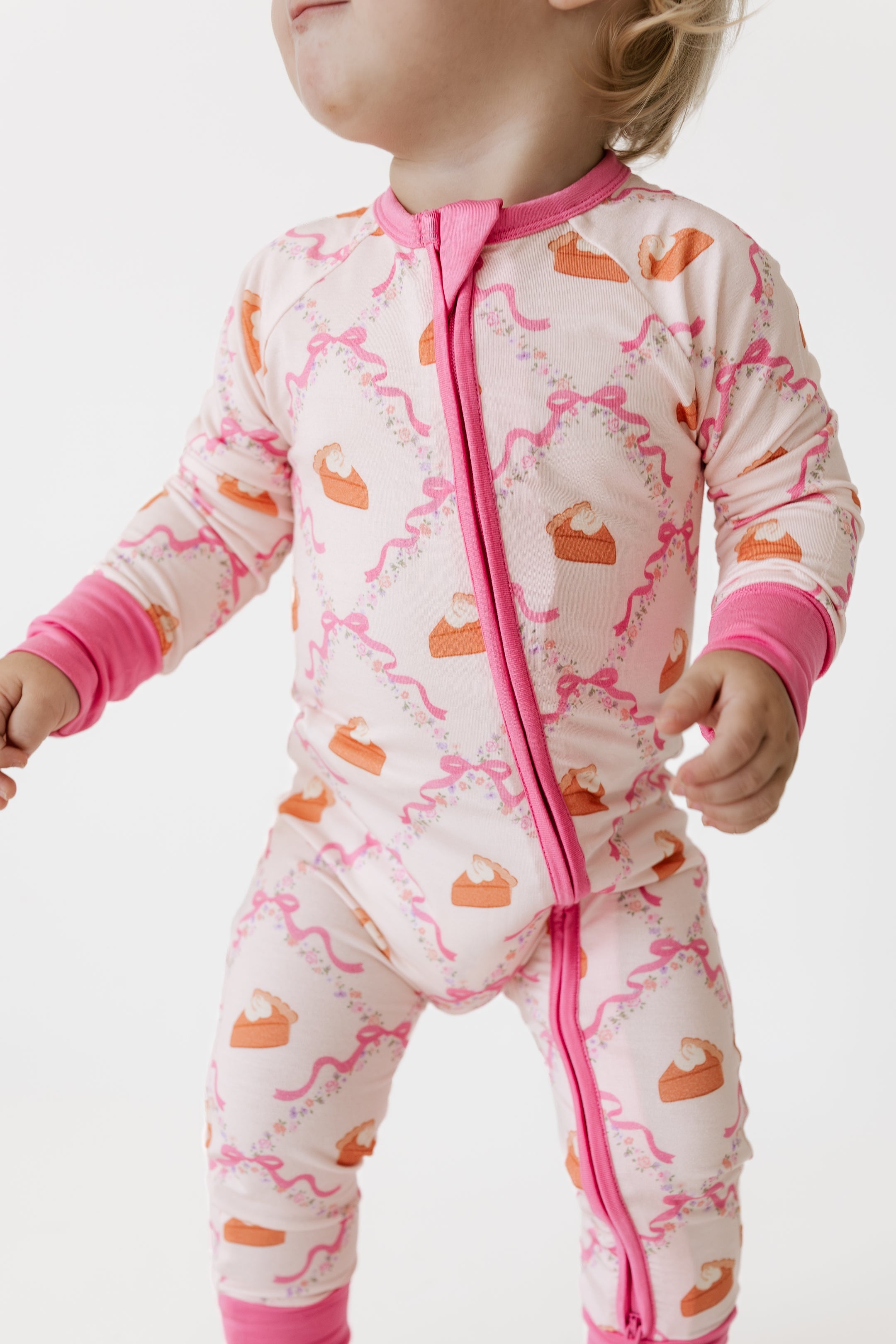 Fall Pie and Bows Zipper Romper