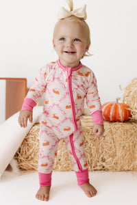 Fall Pie and Bows Zipper Romper
