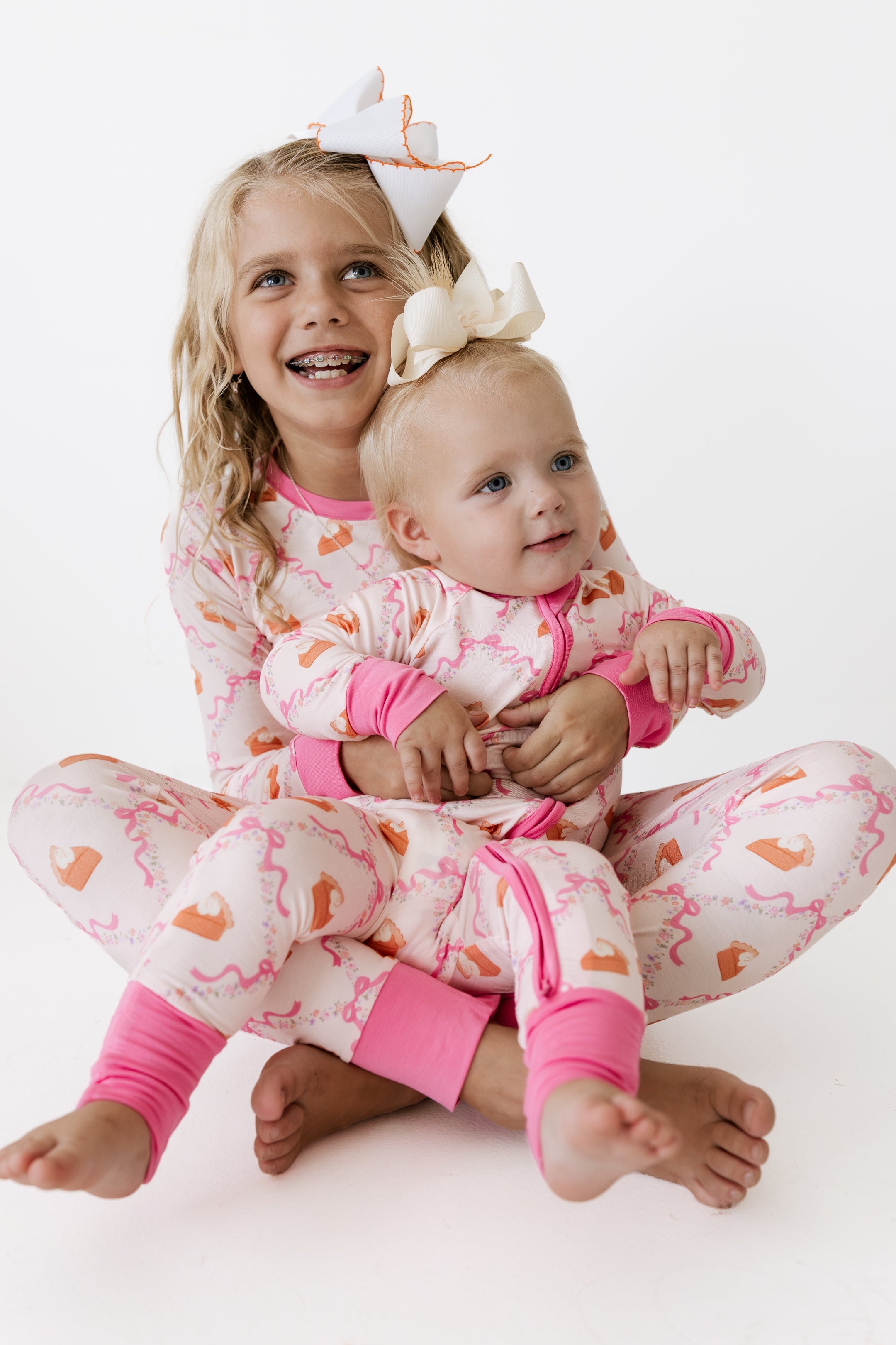 Fall Pie and Bows Zipper Romper