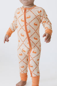 Fall Pie and Leaves Zipper Romper