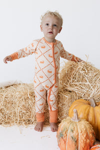 Fall Pie and Leaves Zipper Romper