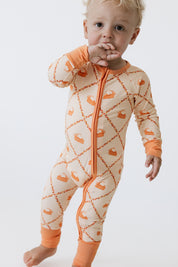Fall Pie and Leaves Zipper Romper