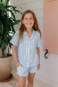 Floral Seashell Button Up Short Set