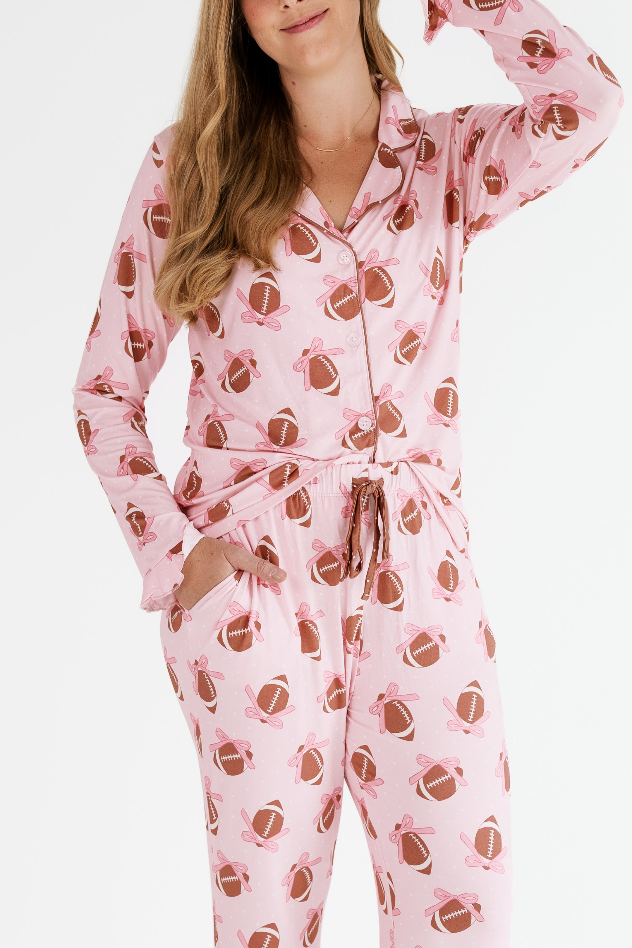 Game Day Bows Women's Long Sleeve Ruffle Set