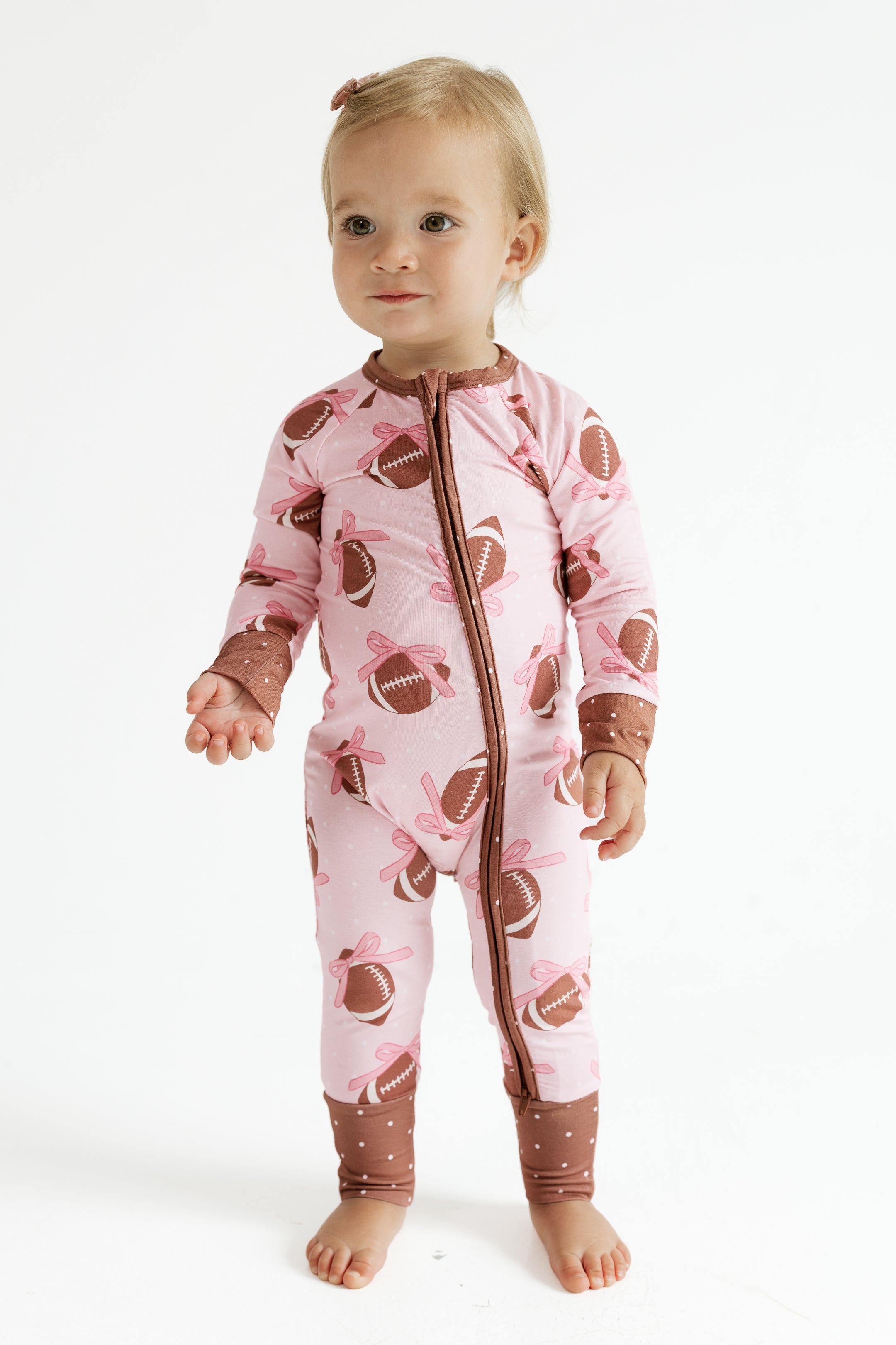 Game Day Bows Zipper Romper