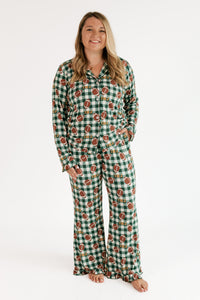 Game Day Gingham Women's Long Sleeve Ruffle Set