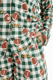 Game Day Gingham Women's Long Sleeve Ruffle Set
