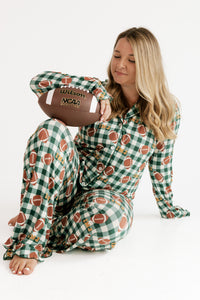 Game Day Gingham Women's Long Sleeve Ruffle Set
