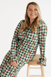 Game Day Gingham Women's Long Sleeve Ruffle Set