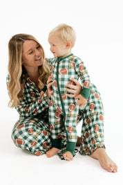 Game Day Gingham Women's Long Sleeve Ruffle Set