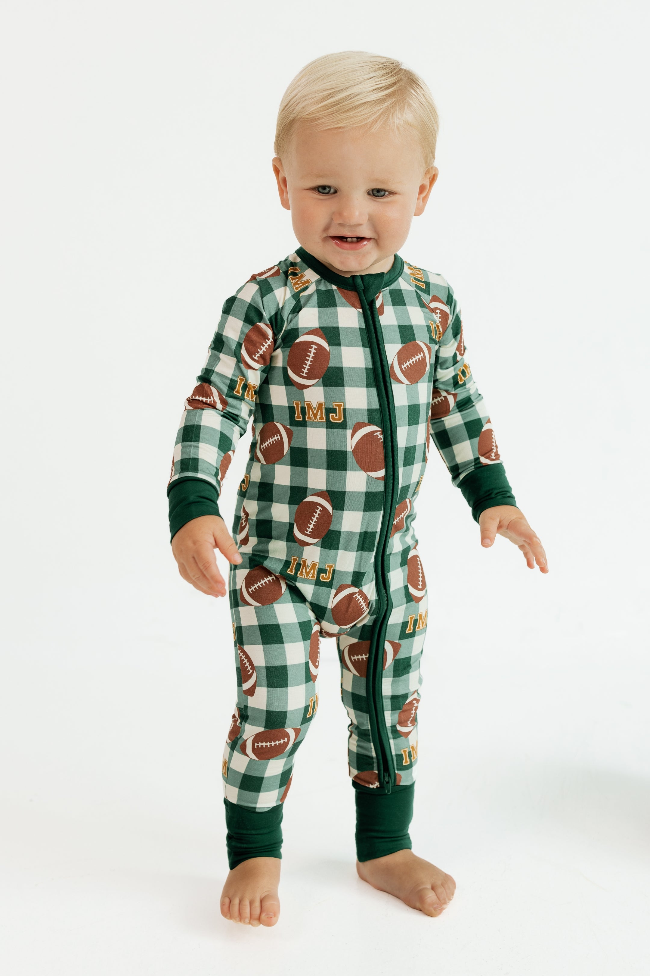 Game Day Gingham Zipper Romper
