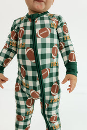Game Day Gingham Zipper Romper