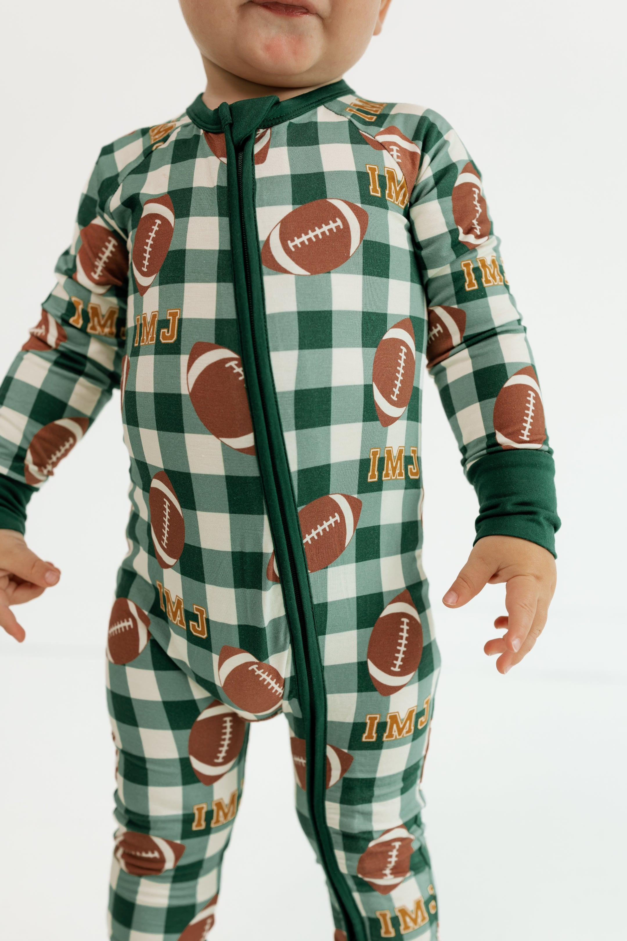 Game Day Gingham Zipper Romper