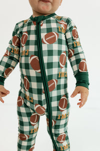 Game Day Gingham Zipper Romper