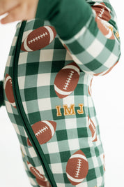 Game Day Gingham Zipper Romper