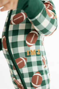 Game Day Gingham Zipper Romper