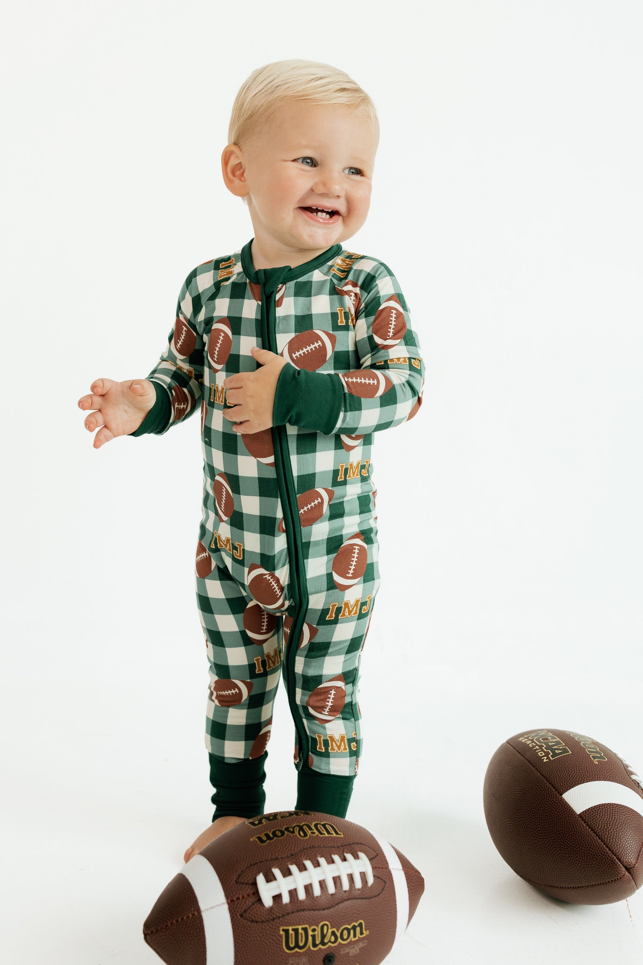Game Day Gingham Zipper Romper