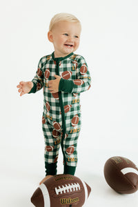 Game Day Gingham Zipper Romper