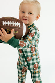 Game Day Gingham Zipper Romper