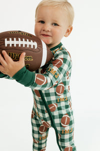 Game Day Gingham Zipper Romper