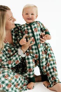 Game Day Gingham Zipper Romper