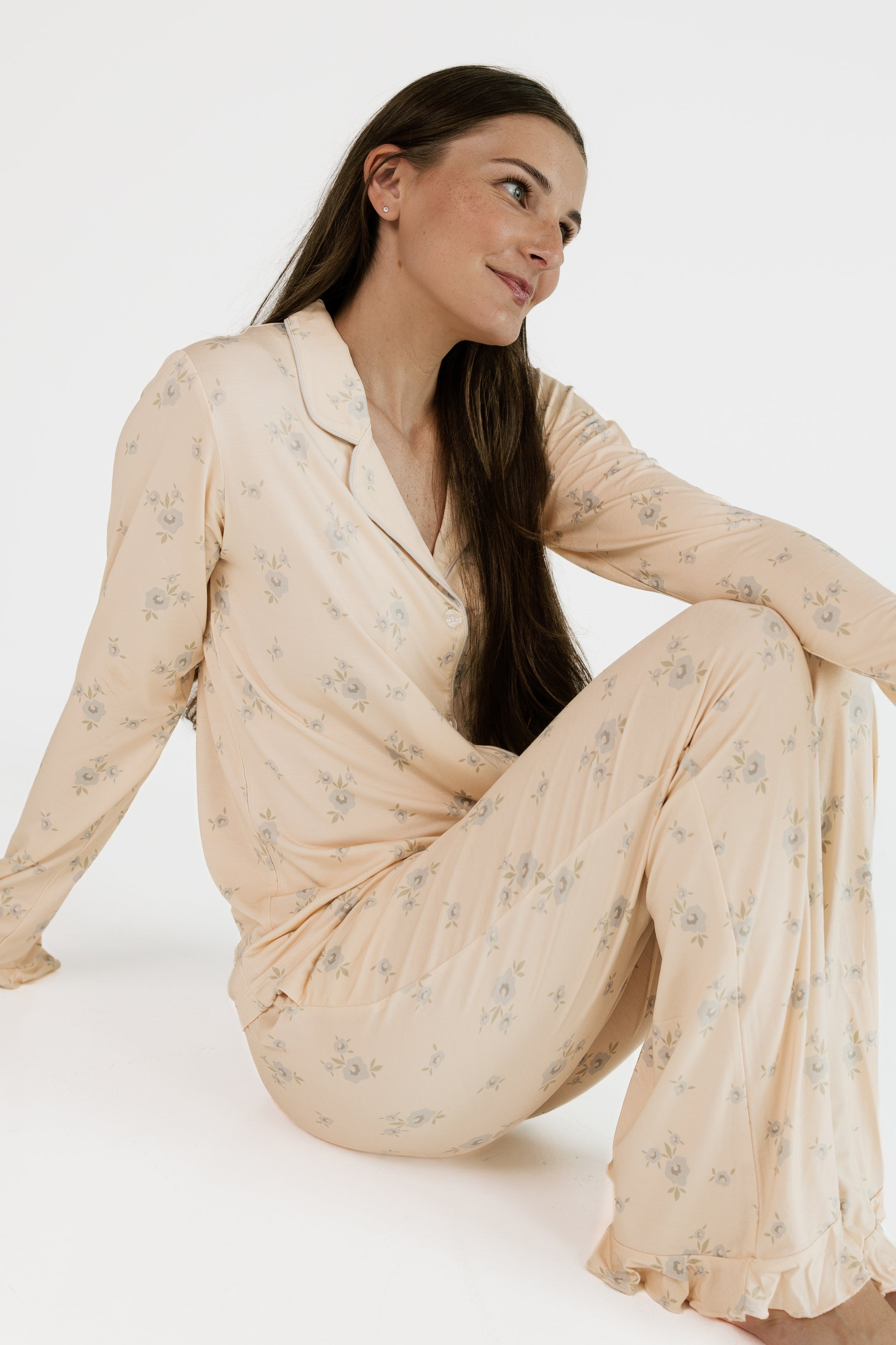 Gemma Floral Women's Long Sleeve Ruffle Set