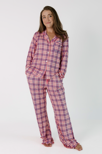 Georgia Plaid Women's Long Sleeve Ruffle Set