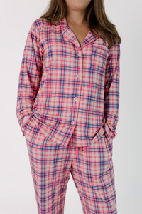 Georgia Plaid Women's Long Sleeve Ruffle Set