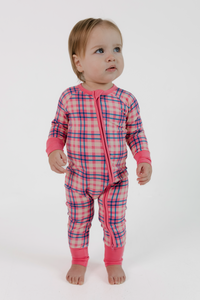 Georgia Plaid Zipper Romper