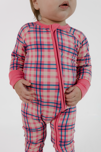 Georgia Plaid Zipper Romper