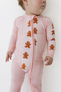Gingerbread Cookie Zipper Romper