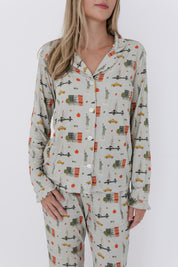 Gray Big Apple Dreams Women's Long Sleeve Ruffle Set