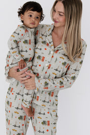 Gray Big Apple Dreams Women's Long Sleeve Ruffle Set