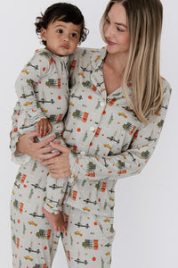Gray Big Apple Dreams Women's Long Sleeve Ruffle Set