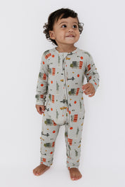 Gray Big Apple Dreams Zipper Romper