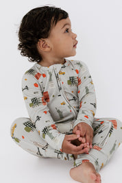 Gray Big Apple Dreams Zipper Romper