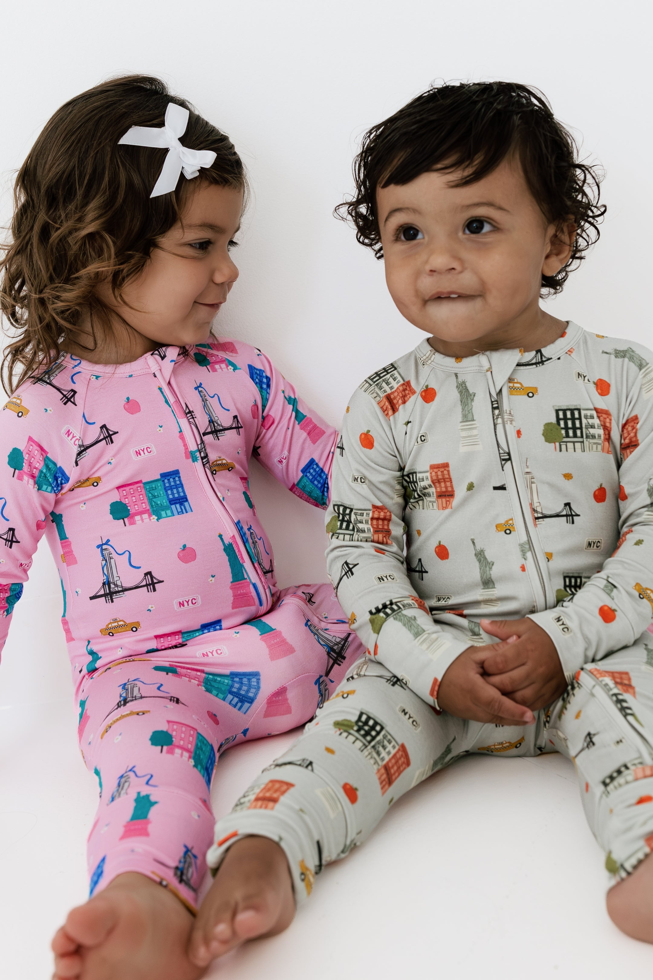 Gray Big Apple Dreams Zipper Romper